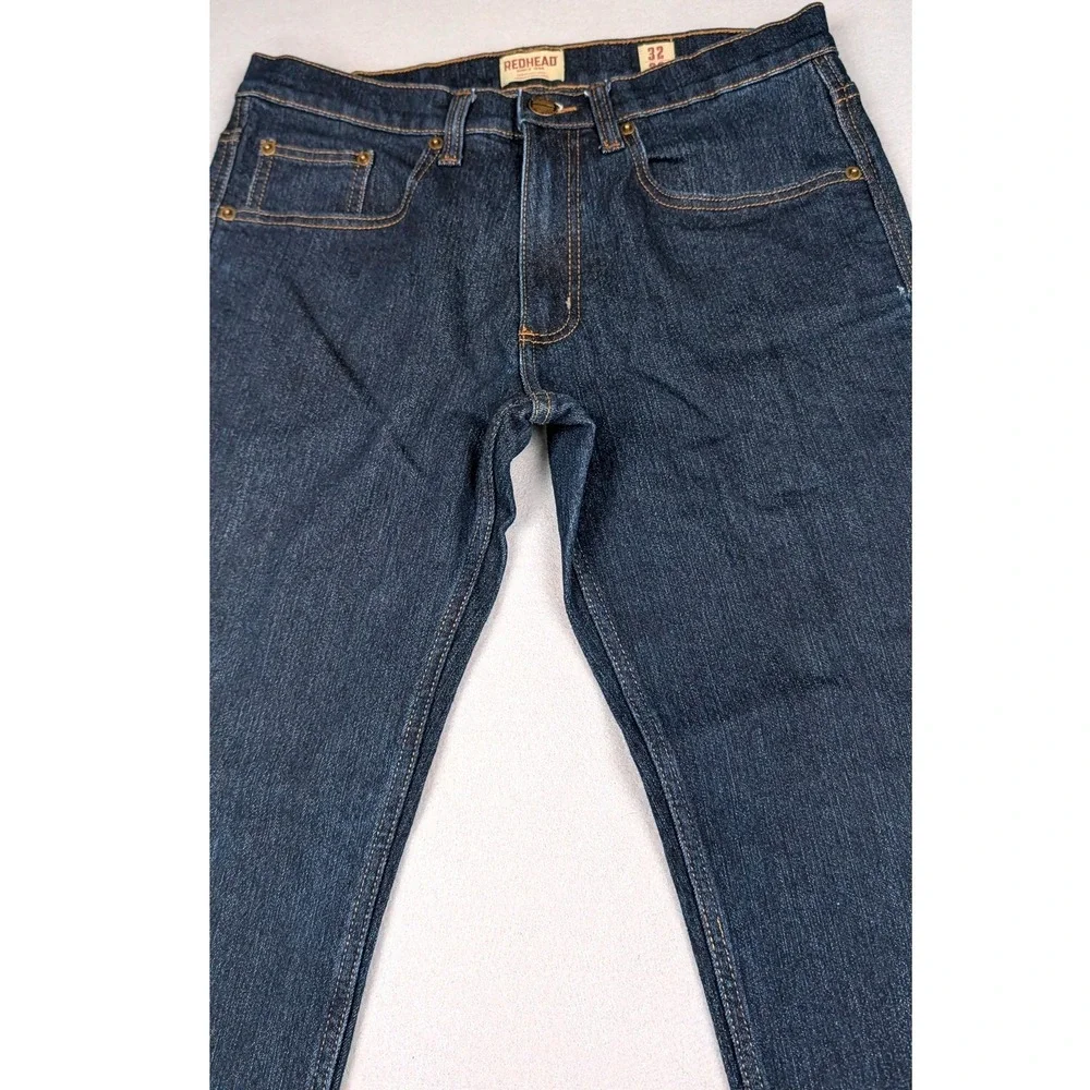 Redhead Mens Dark Wash Straight Leg Denim Jeans‎ Blue 32x30 0124